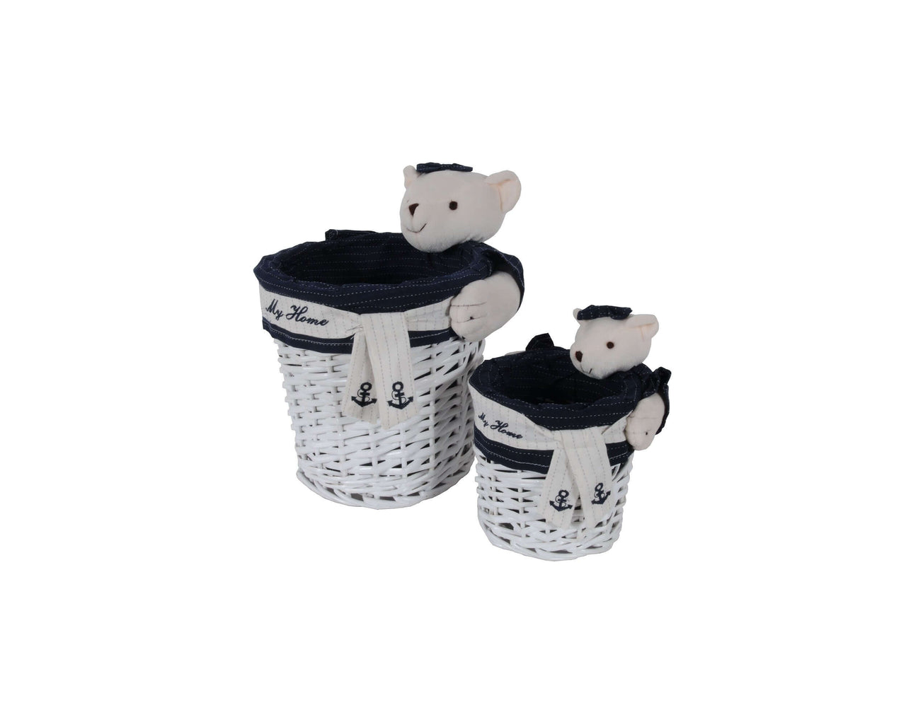 Anne Home - Set of 5 Rectangular Willow Baskets Bear Design