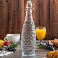 Thumbnail for 32 oz. Eco-Friendly Reusable Textured Glass Bottle with Swing Top Lid, Set of 6