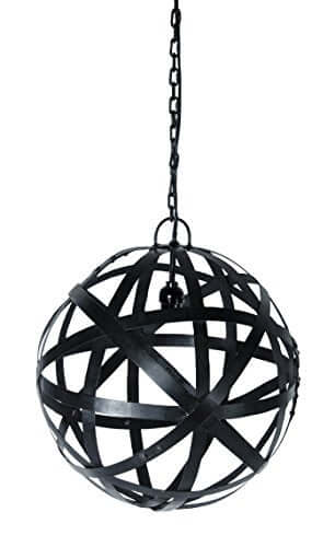Iron Wine Barrel Stave Pendant Light, 16" Diameter