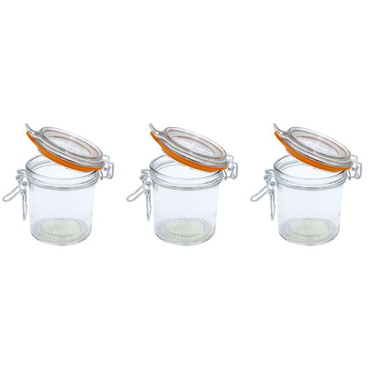 9 oz. Mini Hermes Jars with Air-Tight Clamp Top Lid, Set of 3