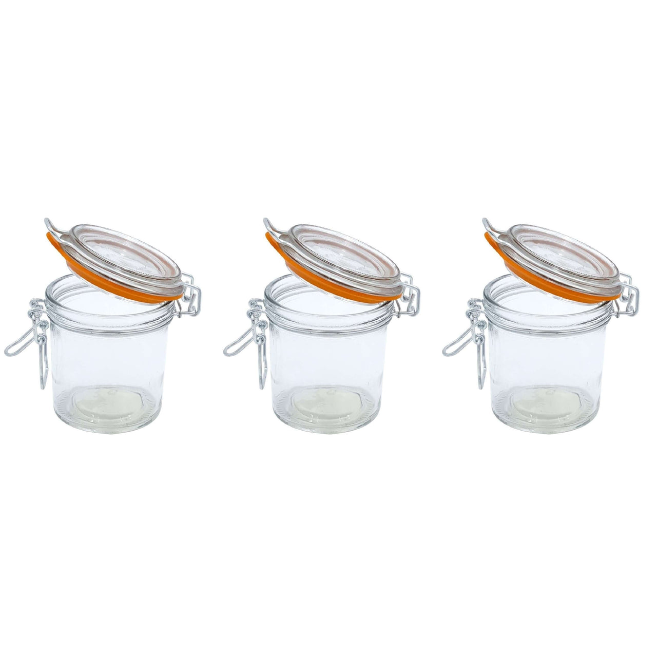 9 oz. Mini Hermes Jars with Air-Tight Clamp Top Lid, Set of 3