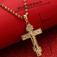 Thumbnail for 24K Gold Plated Russian Orthodox Christian Cross Pendant with 19.6