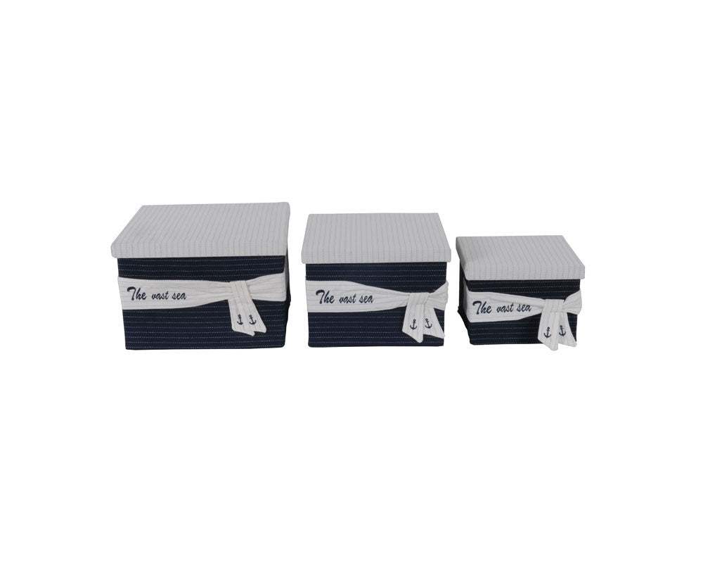 Anne Home - Set of 3 Fabric Boxes with Covers