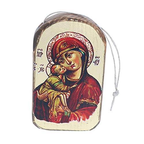 Holy Virgin Mary Wooden Icon Ornament
