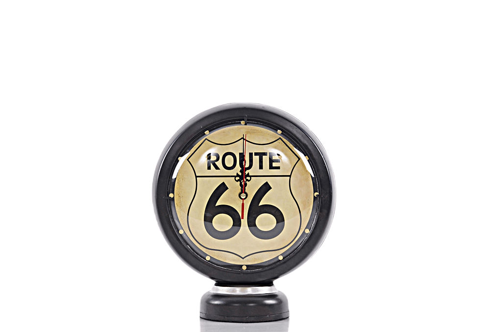 Black Route 66 Gas Pump Clock Gasoline Memorabilia