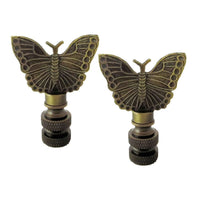 Thumbnail for Art Finial - Antiqued Brass Butterfly, Set of 2, Mini Works of Art, Update Your Lamps!