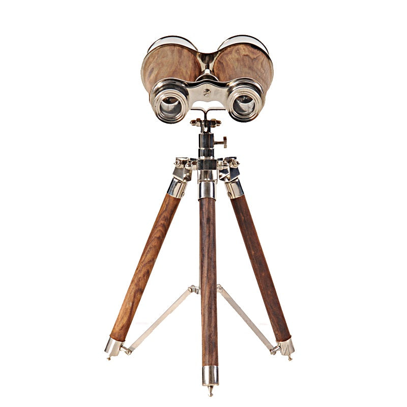 Brass Telescope Binoculars on Tripod Stand