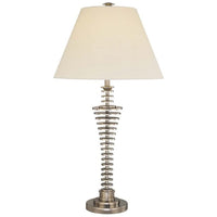 Thumbnail for Brushed Nickel Table Lamp with Off White Shade with Light Bulb