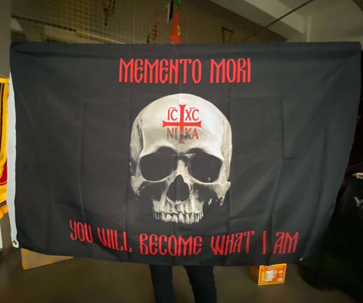 Flags Unfurled Memento Mori You Will Become What I Am IC XC NIKA - 3’ x 5’ Flag