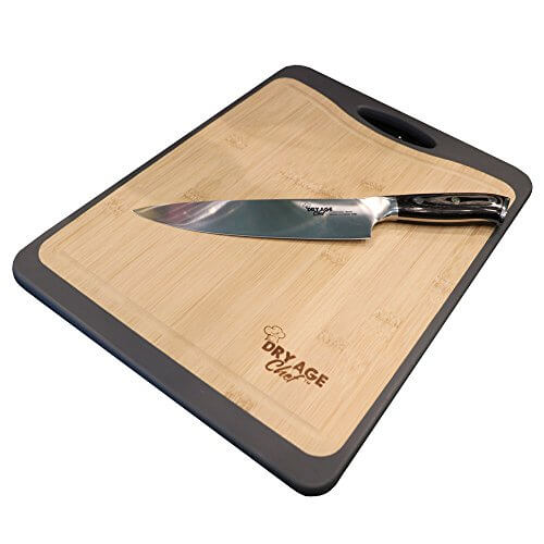 German Stainless Steel Chef/Butcher Knife & Hybrid Cutting Board Combo by Dry Age Chef