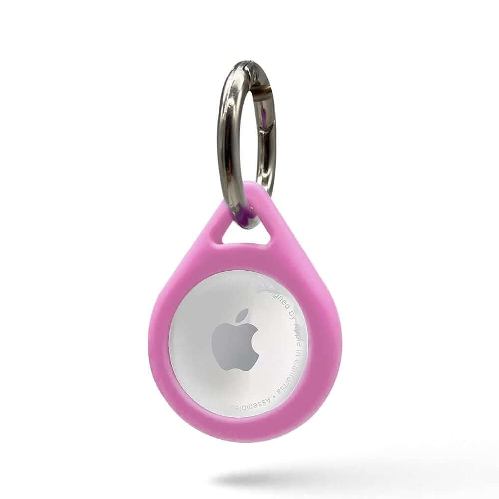 Light Pink Apple AirTag Case - Silicone AirTag Holder with Carabiner Keychain Clip, AirTag Holder by Guard Dog