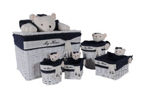 Thumbnail for Anne Home - Set of 5 Rectangular Willow Baskets Bear Design