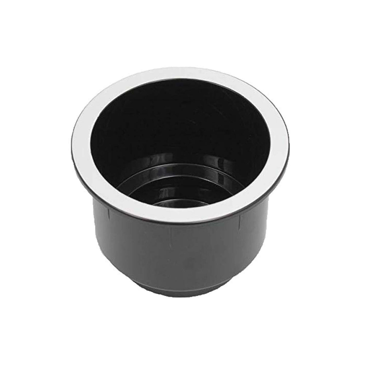 Replacement Black Plastic Cup Holders, Chrome or Wood Finished Lip, Set of 2