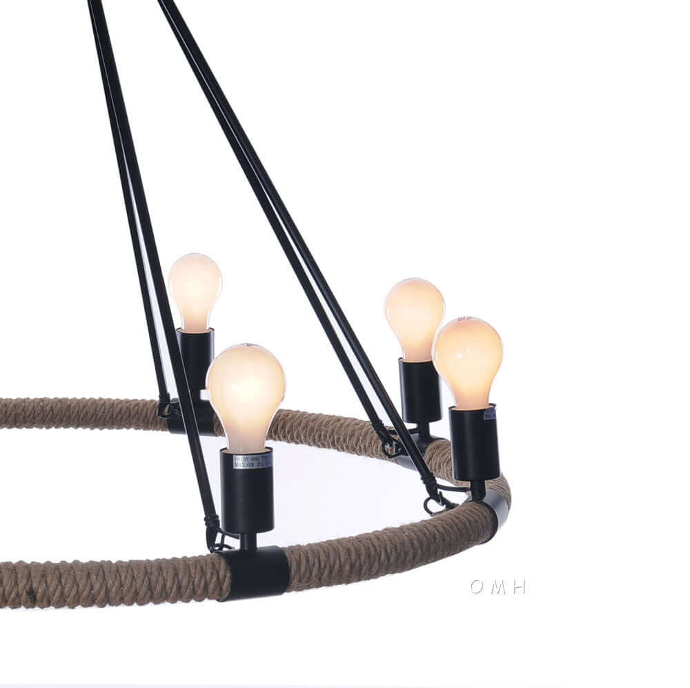 Rope Pendant Lamp - 8 Bulbs