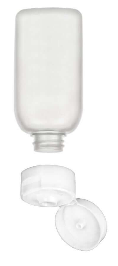 Semi-Opaque 2 oz. Squeezable Plastic Bottle + White Flip Top Cap | Set of 12