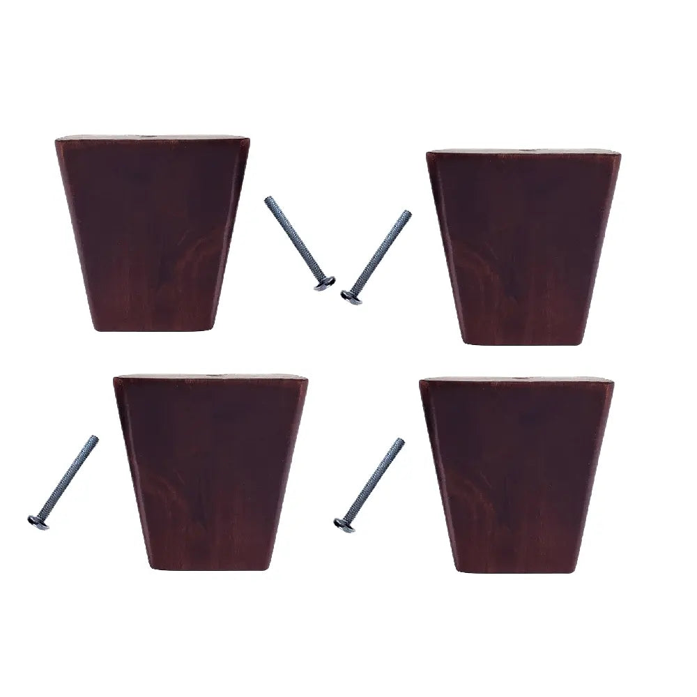 Leg Daddy 4" Dark Finish Square Tapered Wooden Sofa Leg with Your Choice Bolt, 5/16", M8, or M10 Bolt Size