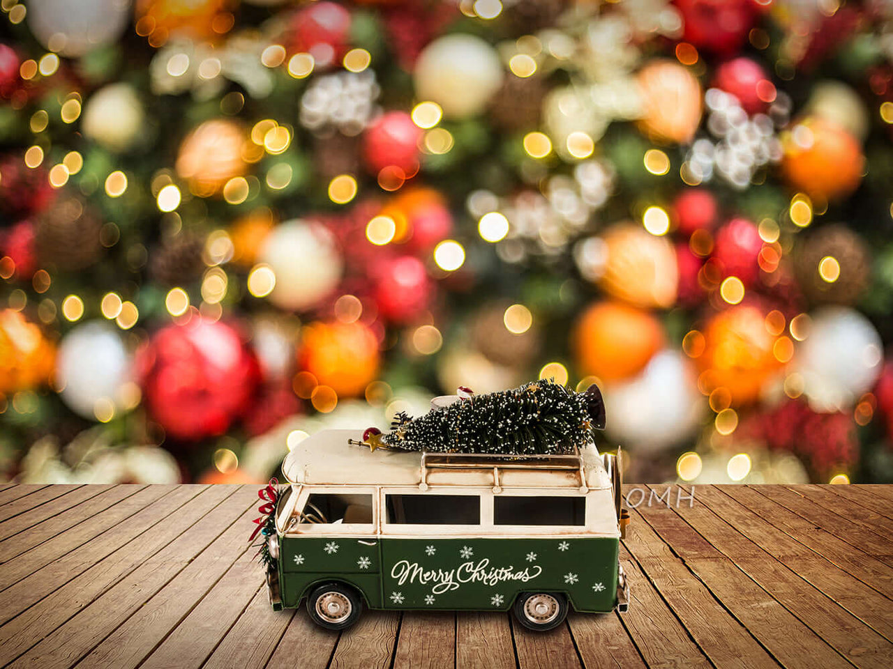 Handmade 1960s Volkswagen Bus Christmas Model