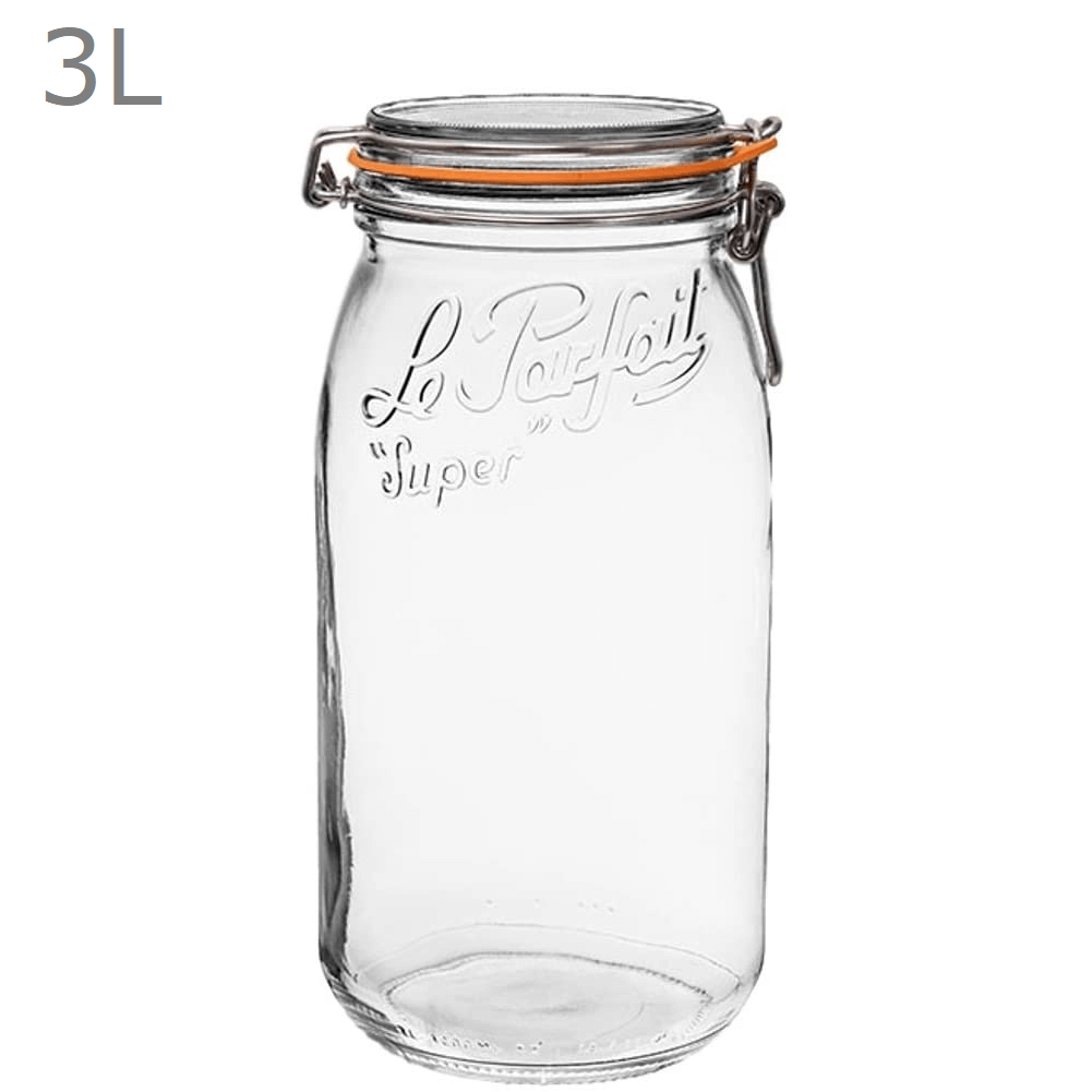 Le Parfait Rounded French Glass Storage Jars with Airtight Rubber Seal