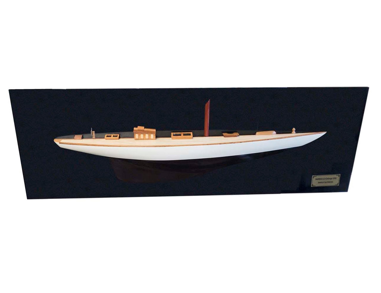 Shamrock Brown and White Painted Half-Hull Model Boat Yacht