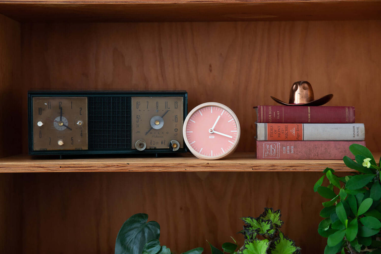 Rose Desk Clock, Solid Maple and Aluminum, Handmade in USA