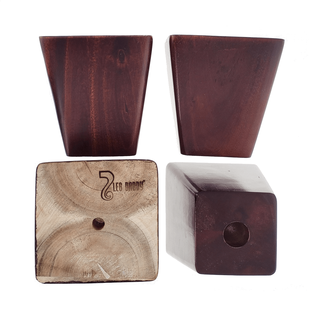 Leg Daddy 4" Dark Finish Square Tapered Wooden Sofa Leg with Your Choice Bolt, 5/16", M8, or M10 Bolt Size