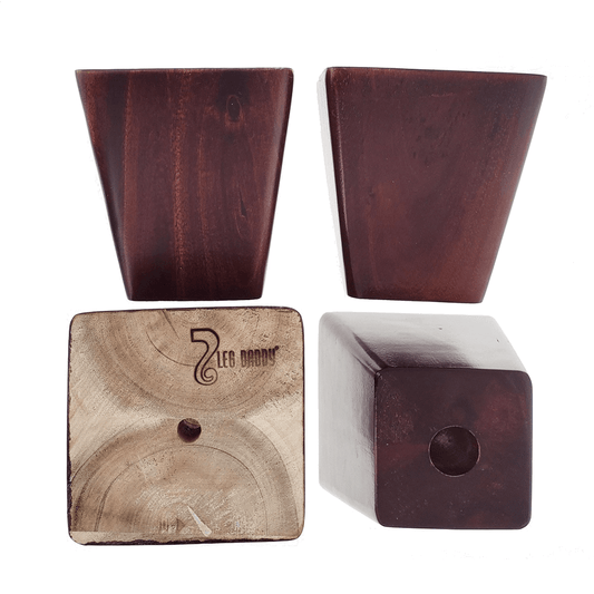 Leg Daddy 4" Dark Finish Square Tapered Wooden Sofa Leg with Your Choice Bolt, 5/16", M8, or M10 Bolt Size