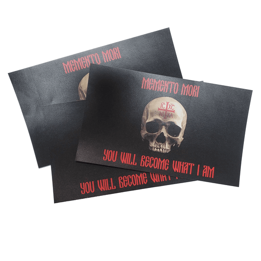 Memento Mori You Will Become What I Am 3" x 5" Matte Vinyl Sticker, 3 Pack