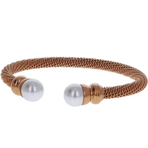 Bling Idol Ladies Classic Bracelet - Twisted Cable Band with Pearls