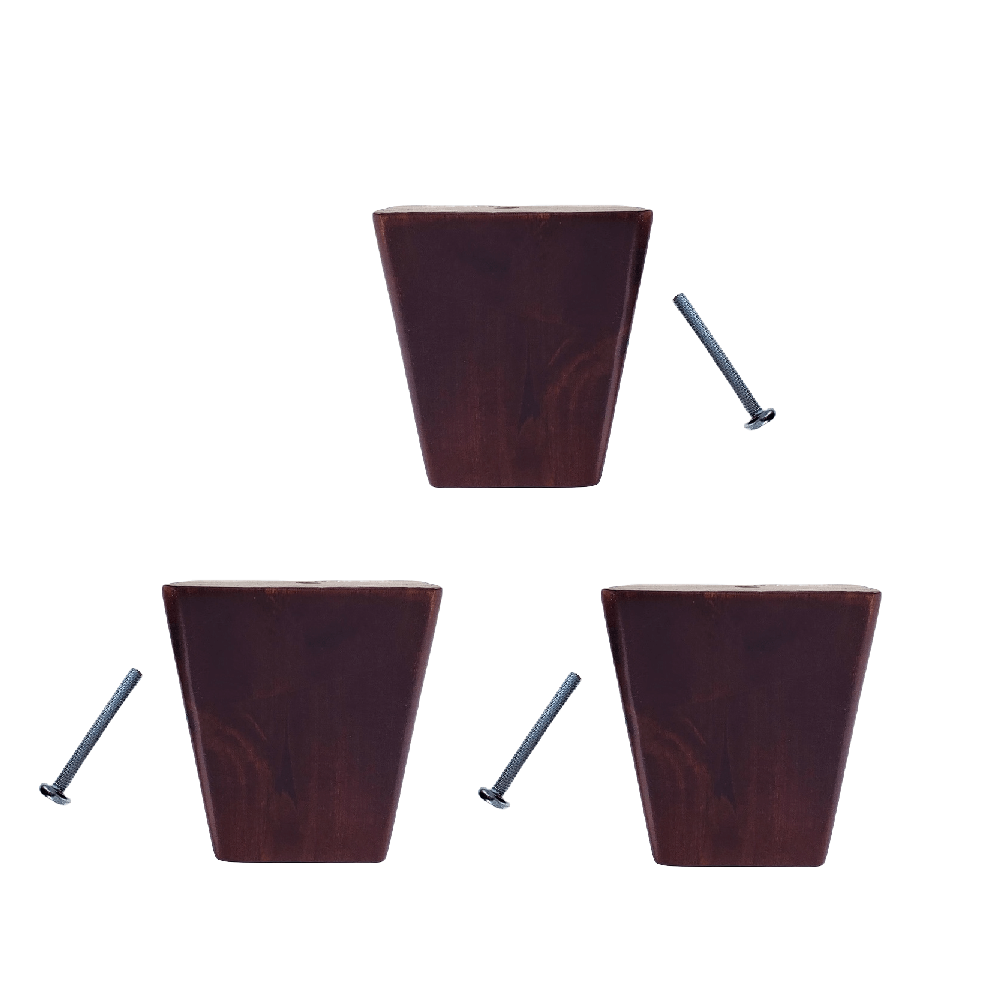 Leg Daddy 4" Dark Finish Square Tapered Wooden Sofa Leg with Your Choice Bolt, 5/16", M8, or M10 Bolt Size