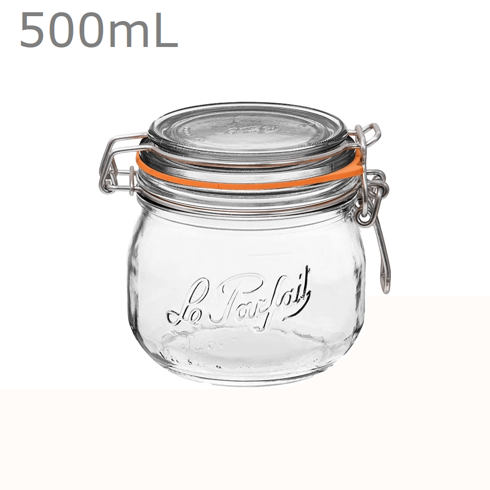 Le Parfait Rounded French Glass Storage Jars with Airtight Rubber Seal