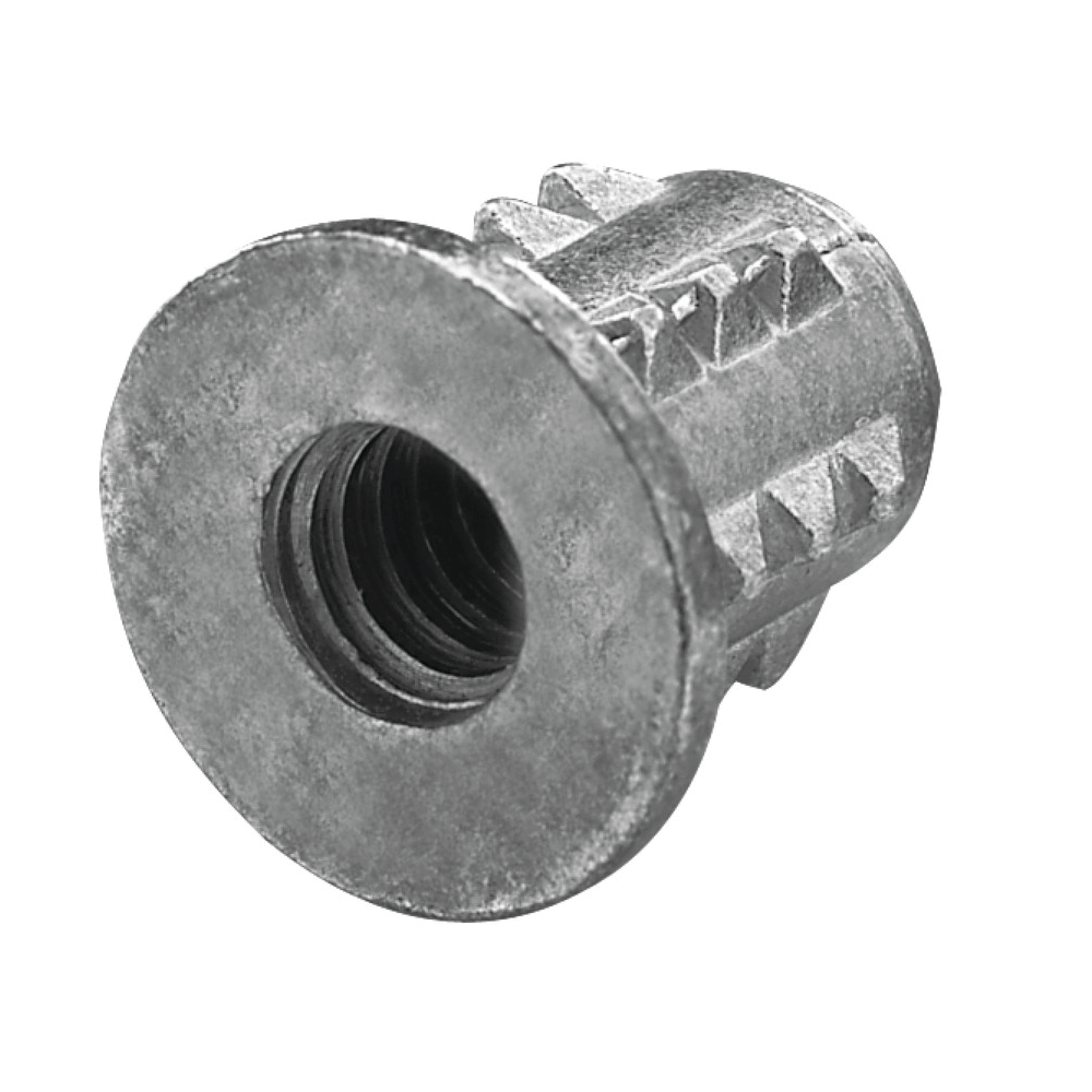 Hafele 039.03.062 Type B Steel Zinc Plated Insert Nut, 1/4-20x15mm Long (10 Pc)
