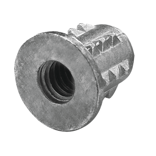 Hafele 039.03.062 Type B Steel Zinc Plated Insert Nut, 1/4-20x15mm Long (10 Pc)