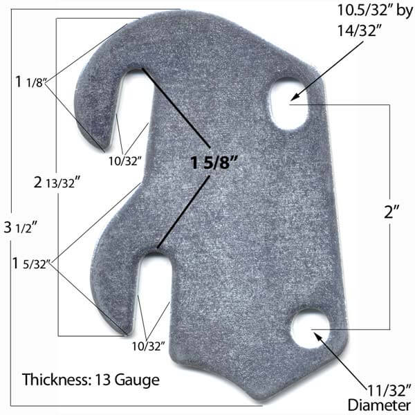 bedCLAW #4 Curved Hook Plates for Wooden Beds or Crib Conversion, Set of 4