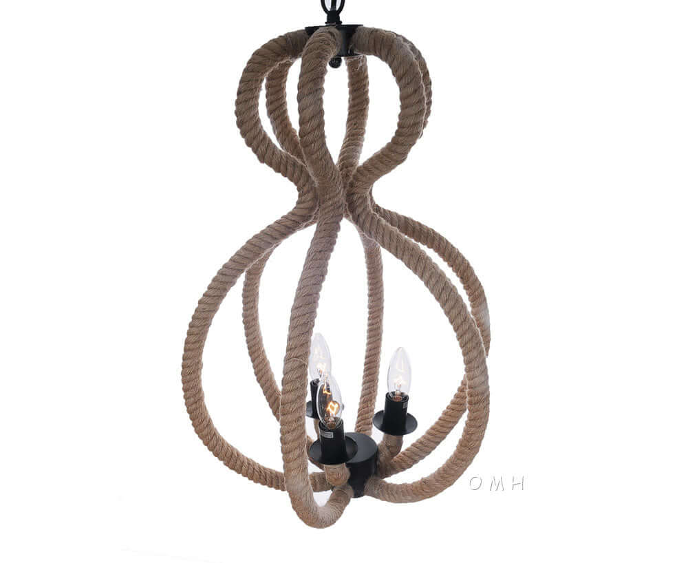 Rope Pendant Lamp - 3 Bulbs