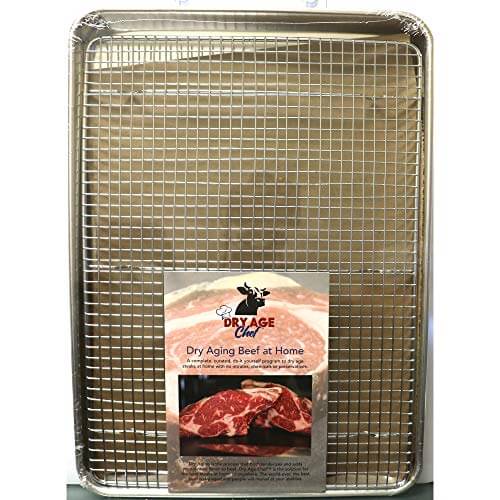 Large Beef Rack, Dry Aging Pan & Dry Aging Beef at Home Instructions & Guide Booklet by Dry Age Chef - Perfect for Dry Aging Steak at Home!
