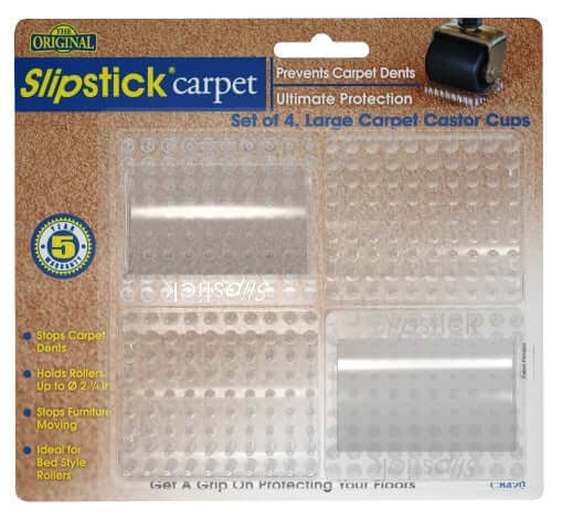 Slipstick Gripper Maximum Protection Carpet Castor Cups, Set of 4