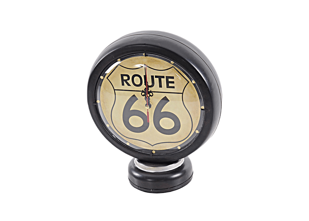 Black Route 66 Gas Pump Clock Gasoline Memorabilia