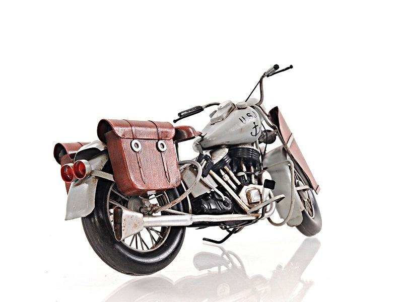 1942 Indian Model 741 Grey Motorcycle 1:7 Scale Model
