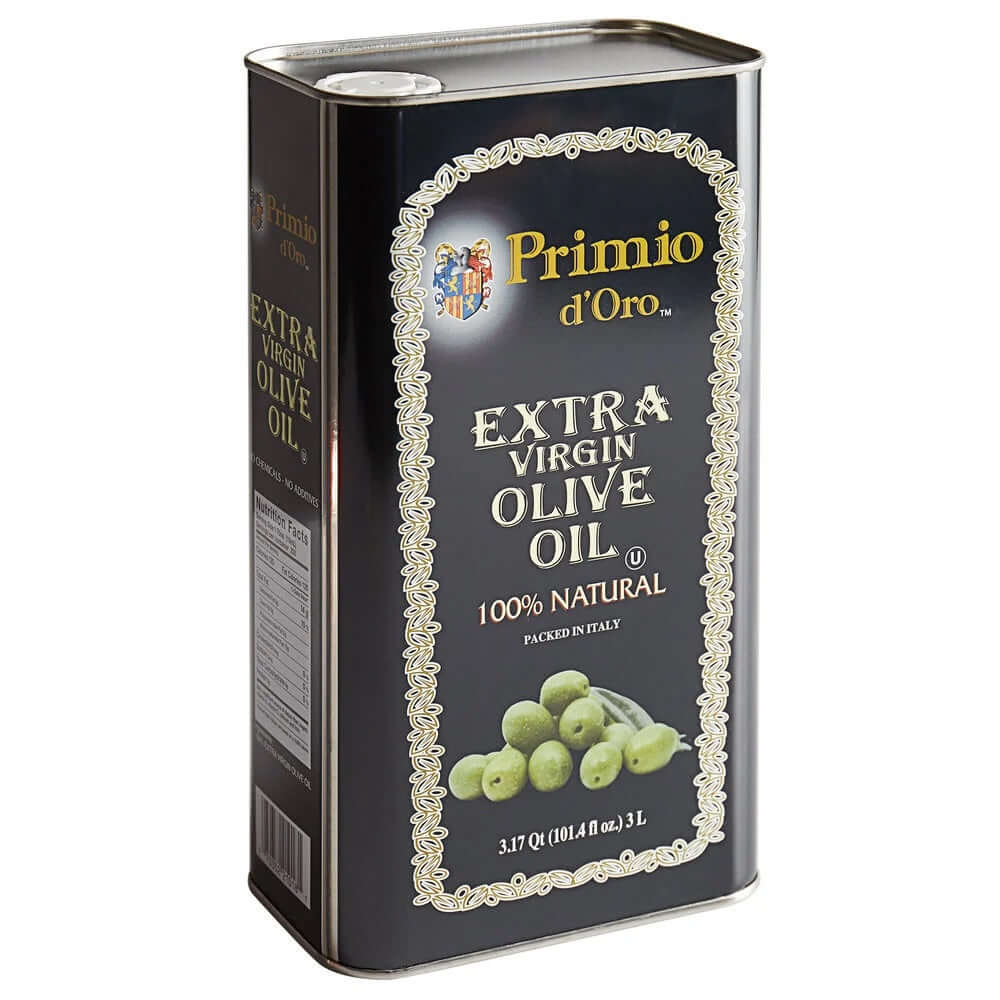 Primio d'Oro Cold-Pressed Extra Virgin Olive Oil - 3 Liter Tin - Imported from Italy