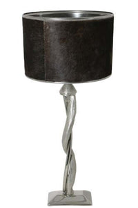 Thumbnail for Twist Lamp with Nickel Base and Brown Cowskin Shade