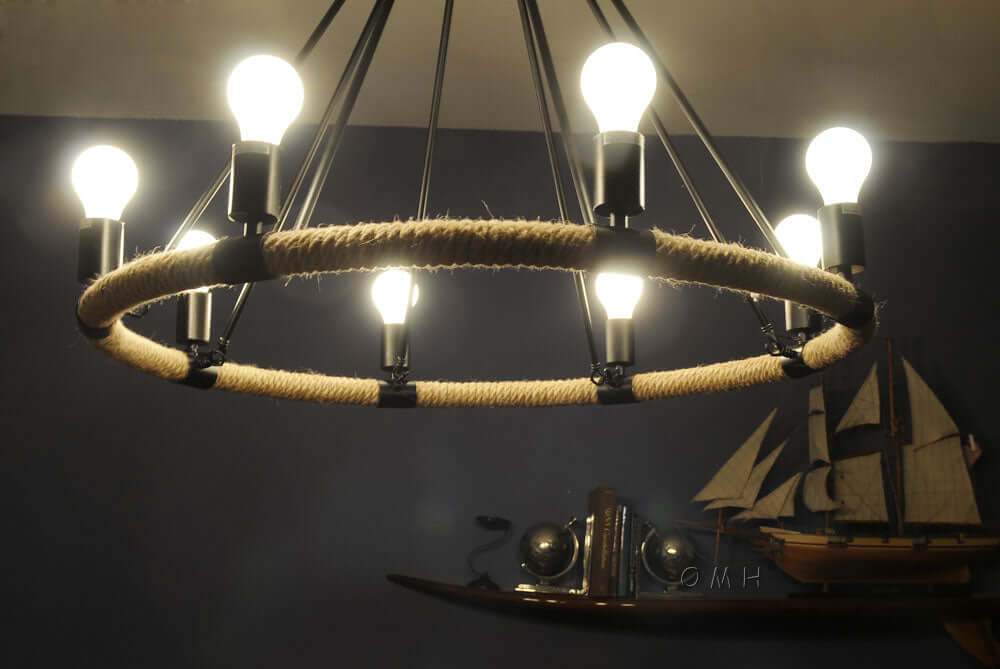 Rope Pendant Lamp - 8 Bulbs