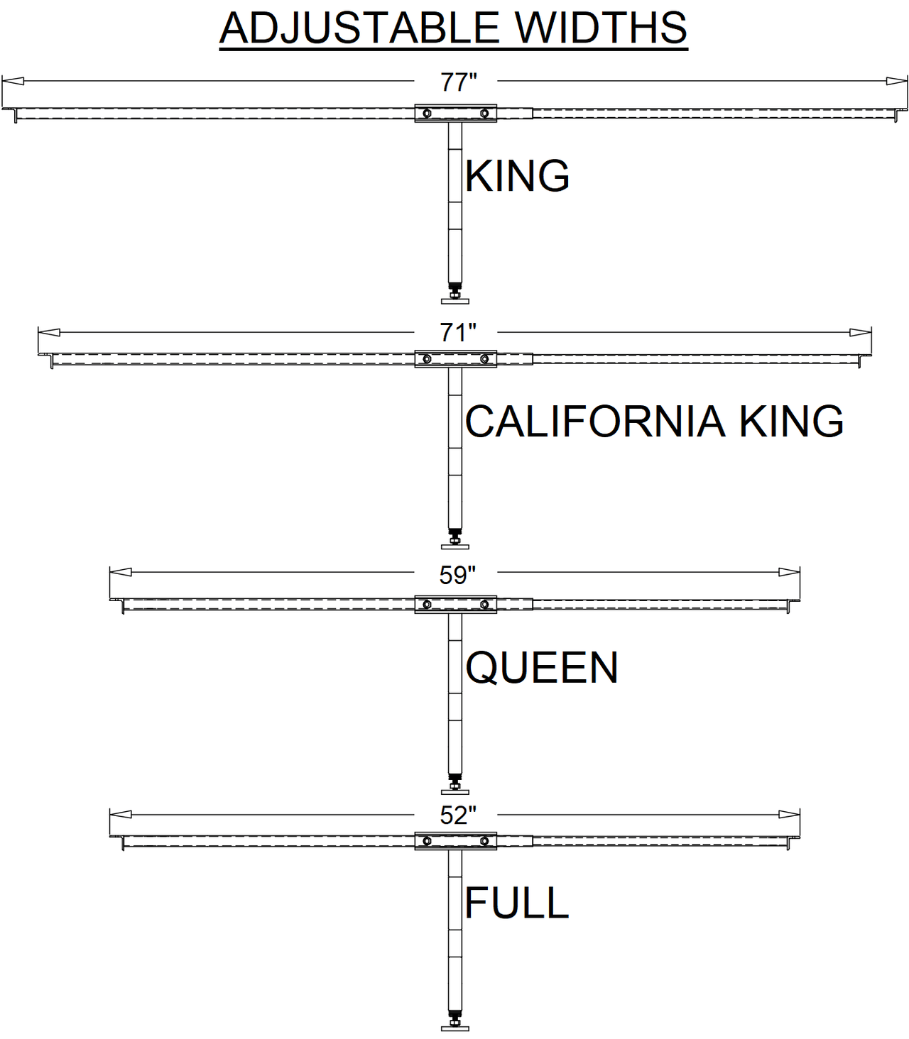 bedCLAW No-Sag Mattress Slats Center Support - Universal Size Adjusts from Full to Cali-King