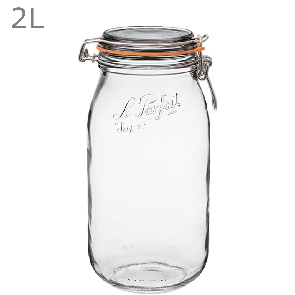 Le Parfait Rounded French Glass Storage Jars with Airtight Rubber Seal