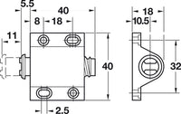Thumbnail for Hafele 245.60.389 Black Magnetic Pressure Push Latch, 0.5 kg Pull