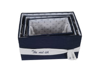 Thumbnail for Anne Home - Set of 5 Navy Blue Fabric Basket with Bow Decoration