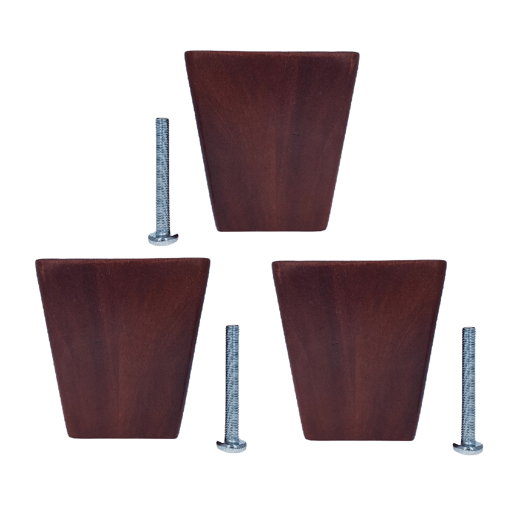 Leg Daddy 4" Dark Finish Square Tapered Wooden Sofa Leg with Your Choice Bolt, 5/16", M8, or M10 Bolt Size