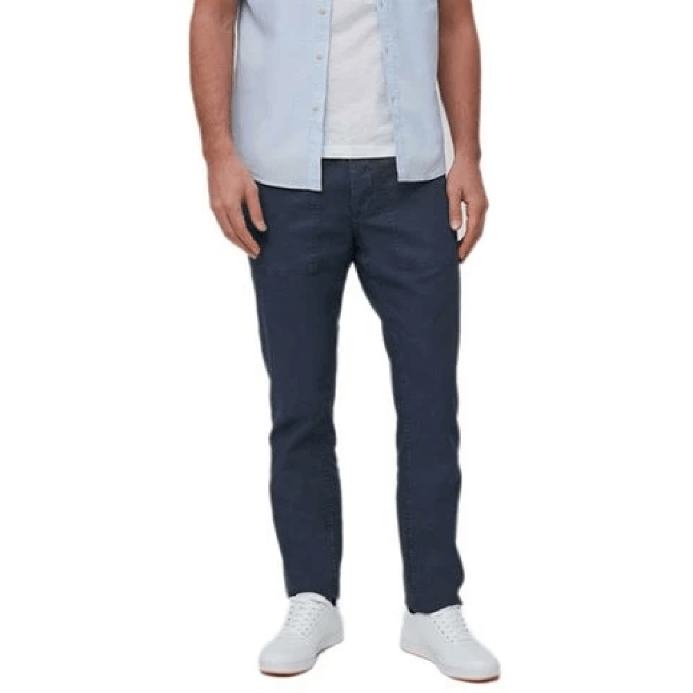 Men's Straight Fit Linen Blend Trousers, Size 38