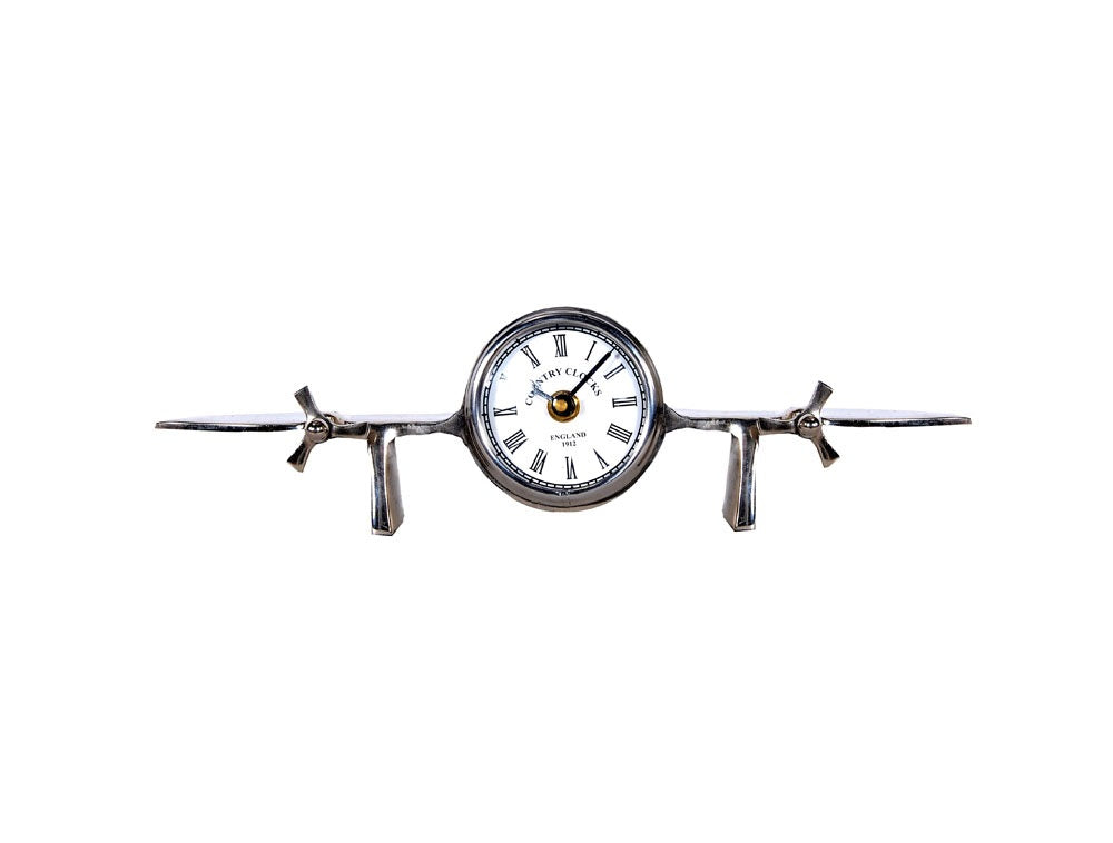 Hand Cast Aluminum Aeroplane Table Clock