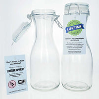 Thumbnail for Cucina Chef Set of 2 All-Purpose Reusable 17 oz. Glass Carafes + Swing Top Lids