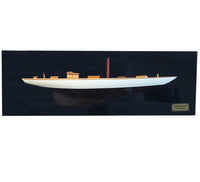 Thumbnail for Shamrock Brown and White Painted Half-Hull Model Boat Yacht